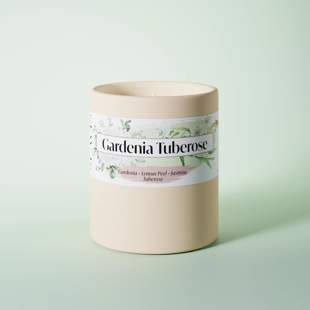 Gardenia Tuberose Scented Candle in a 12oz Cream Ceramic vessel