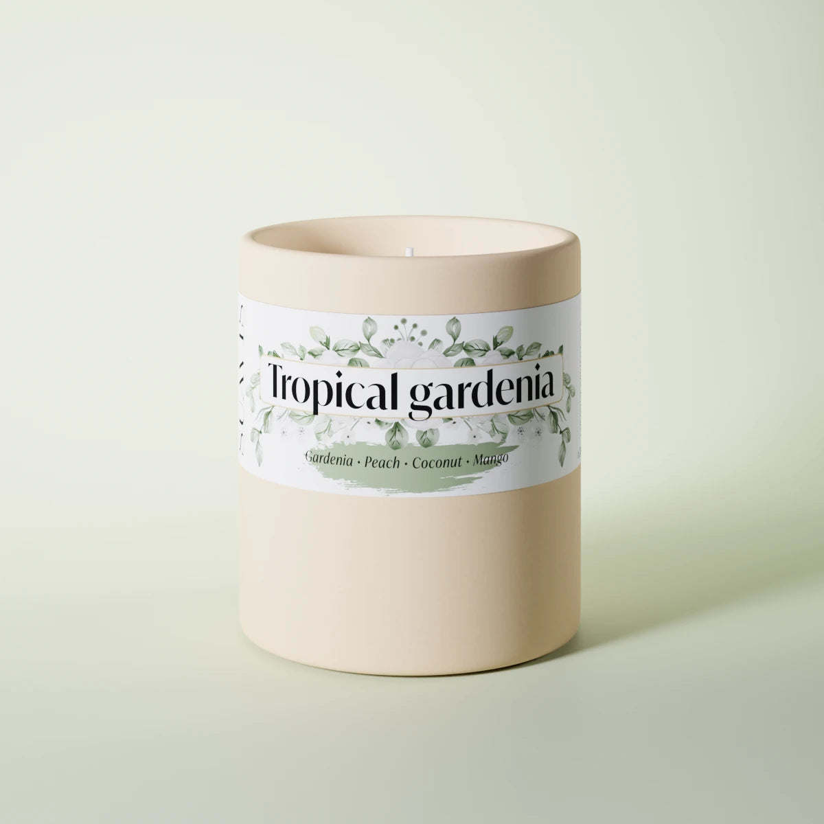 Tropical Gardenia Scented Candle in a 12oz Cream Ceramic vessel
