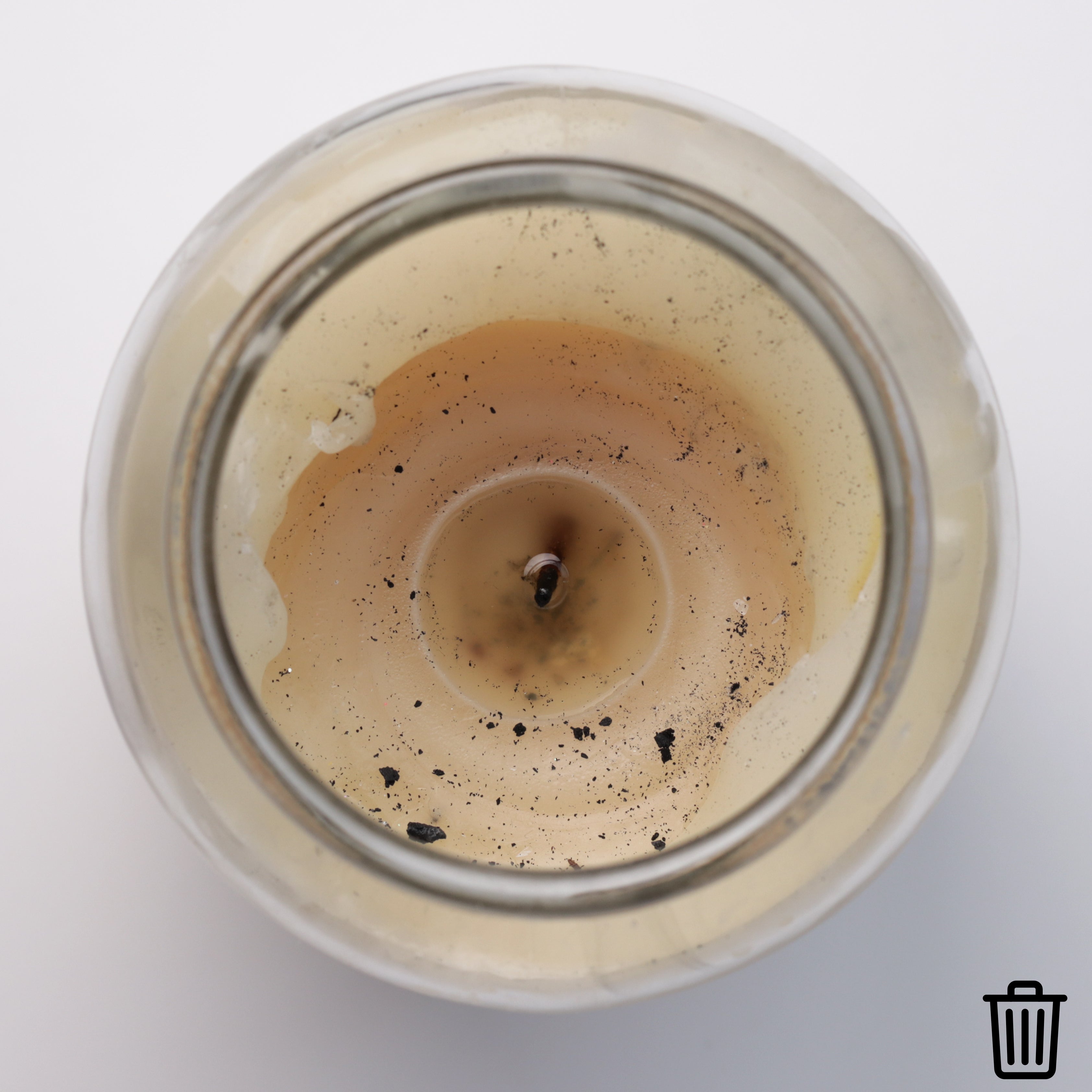 Bad candle from above, with visible black soot