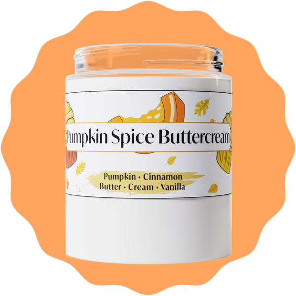 Jar of pumpkin spice buttercream candle on an orange background