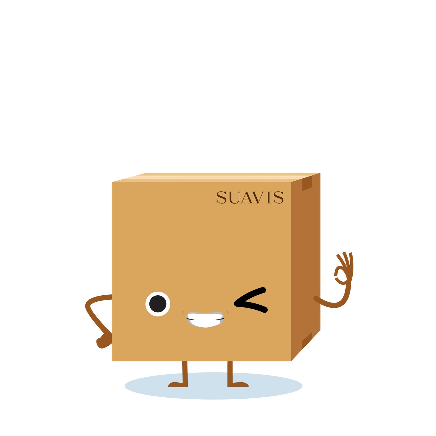 Illustration of a box winking 