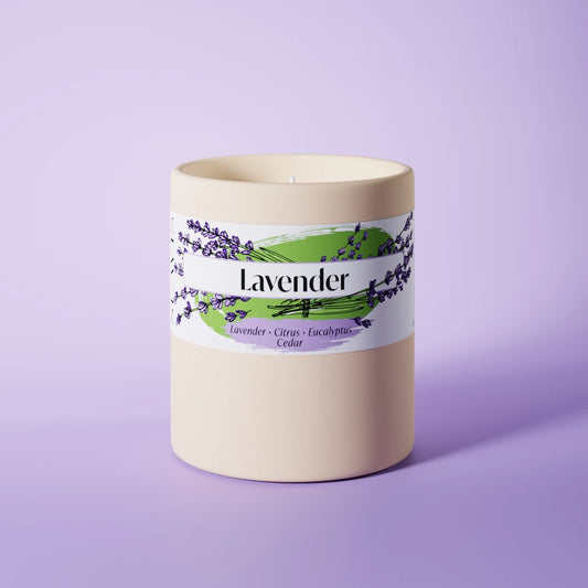 Lavender Scented Candle in a 12oz Cream Ceramic vessel